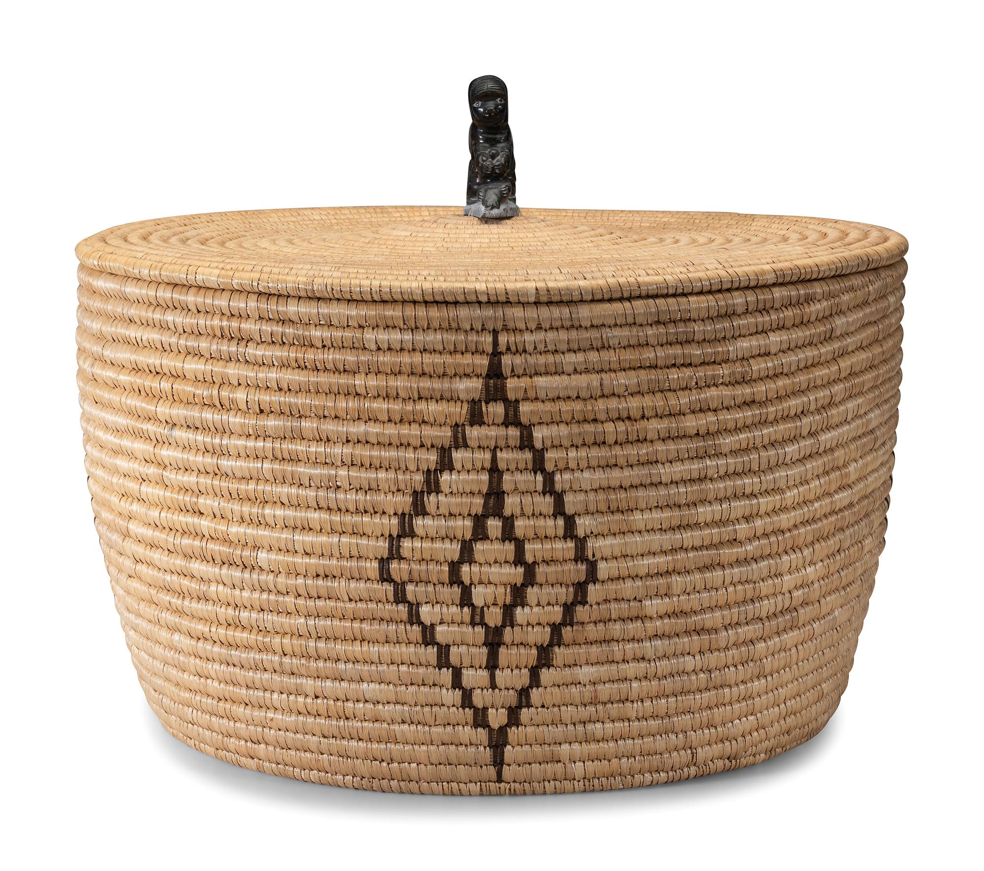 Lidded Storage Basket with Soapstone Finial