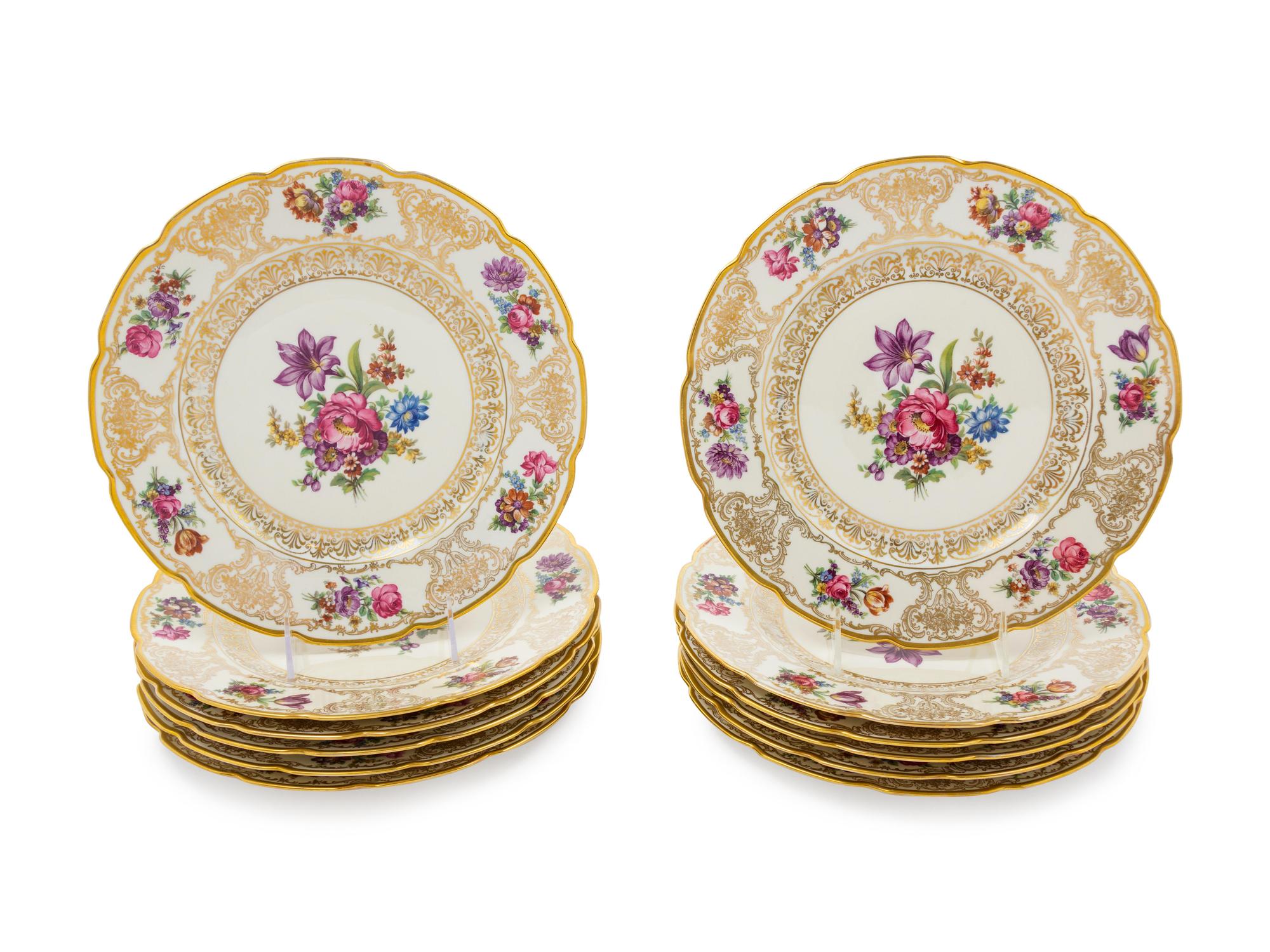 A Set of Twelve Bavarian Porcelain Dinner Plates