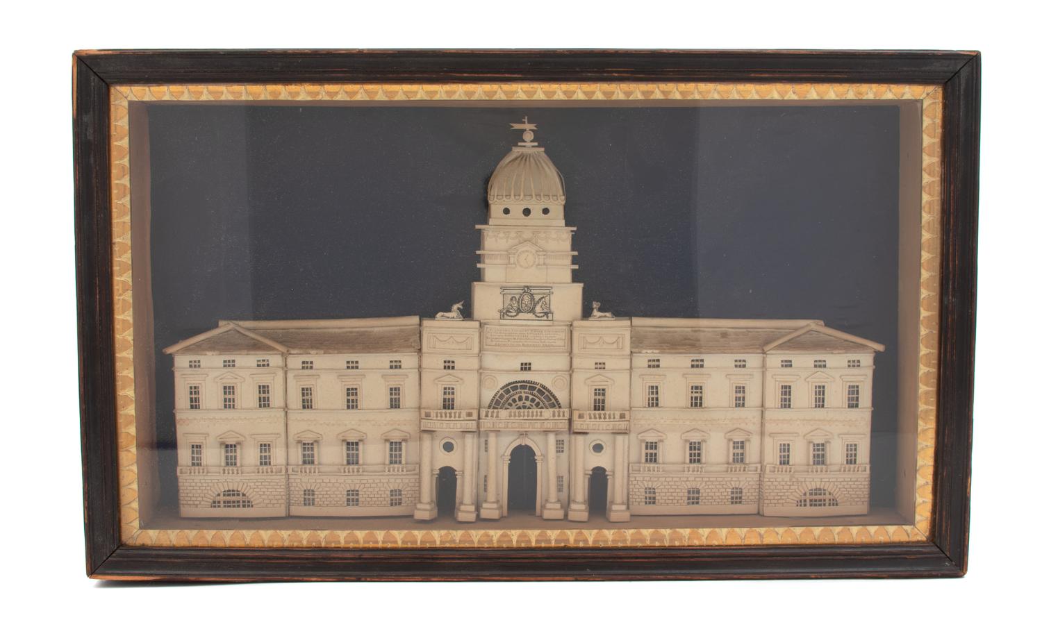 A Paper Model of the East Front of Edinburgh University Height 10 3/4 x width 18 1/8 inches x depth 2 7/8 inches. — EARLY 19TH CENTURY