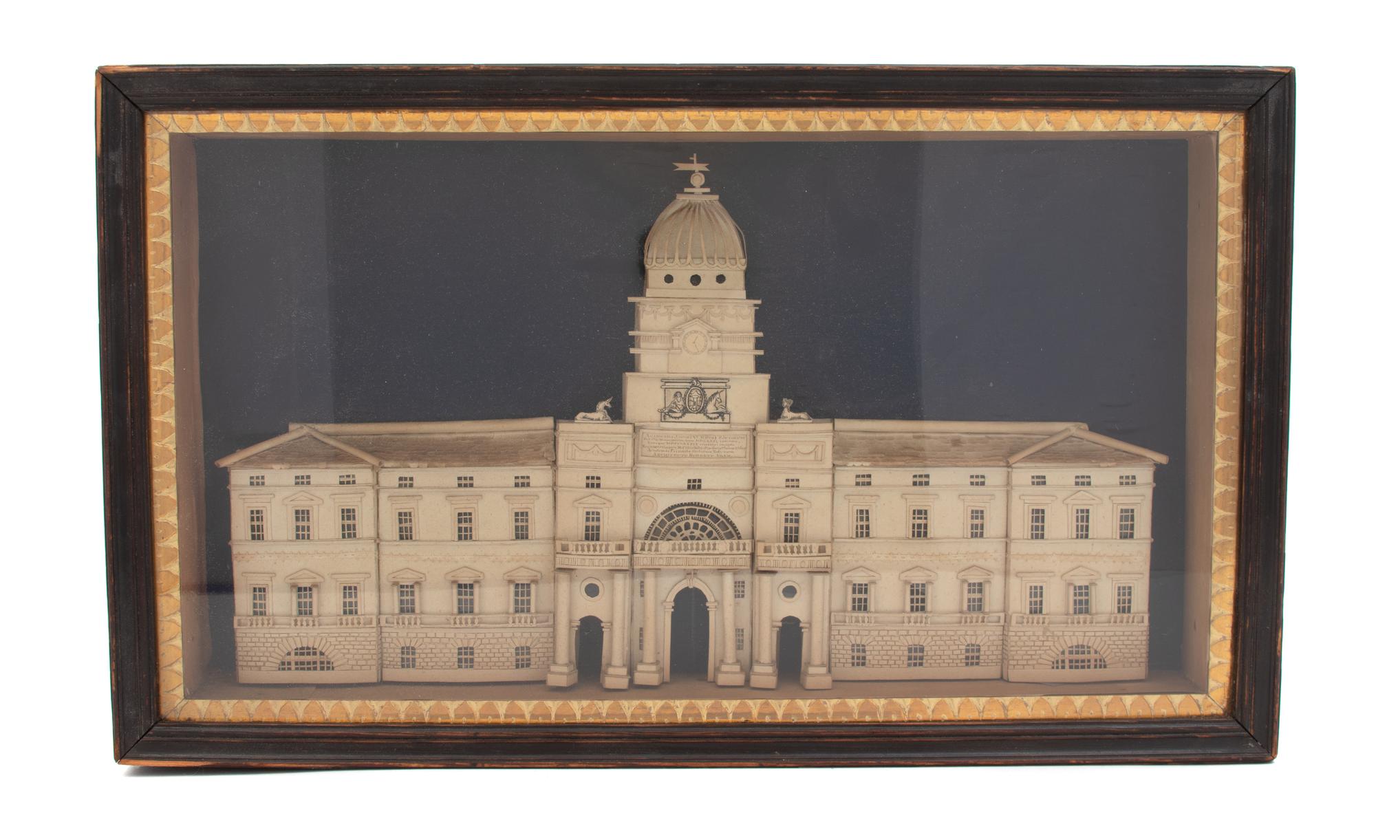 A Paper Model of the East Front of Edinburgh University Height 10 3/4 x width 18 1/8 inches x depth 2 7/8 inches. — EARLY 19TH CENTURY