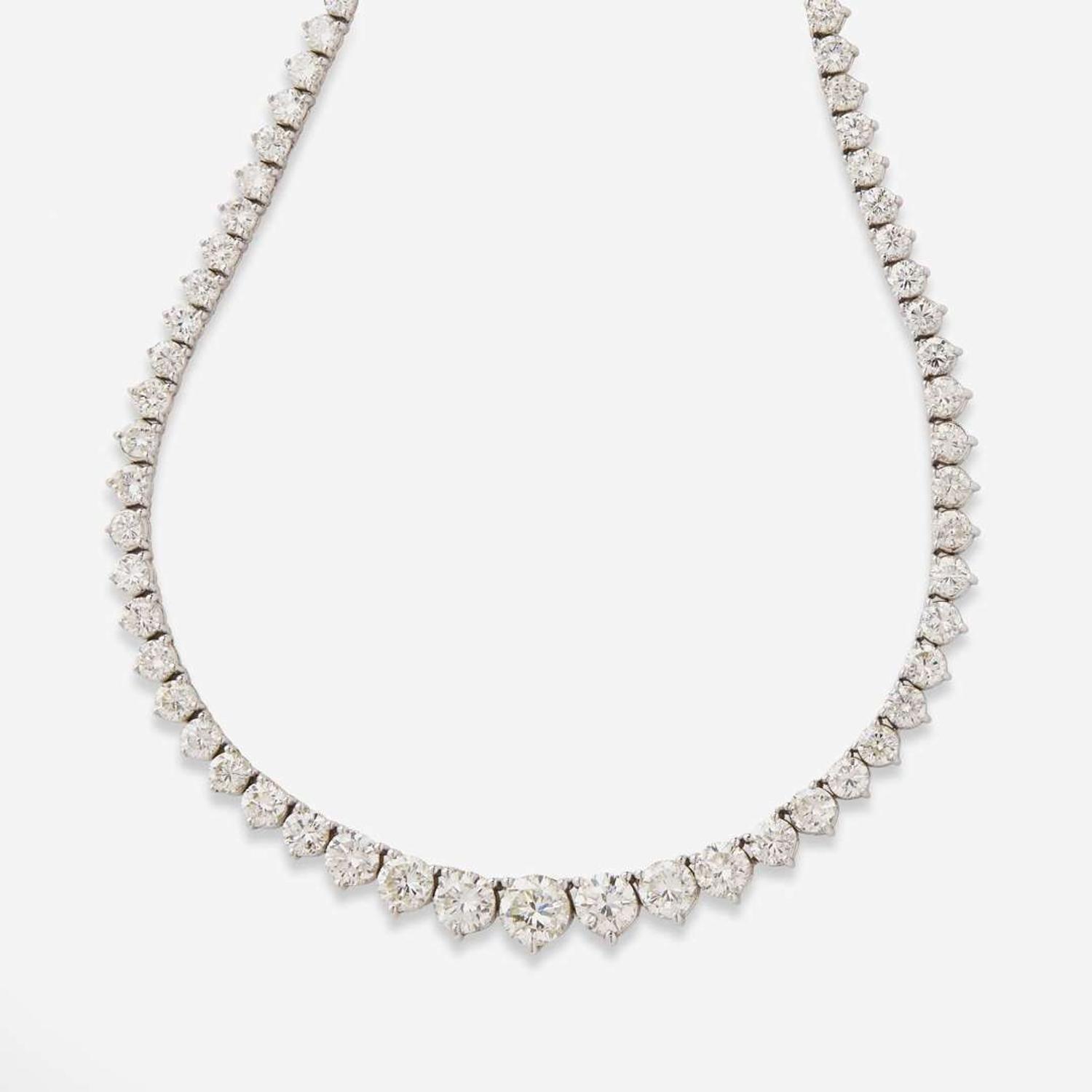 A Diamond and 14K White Gold Rivière Necklace