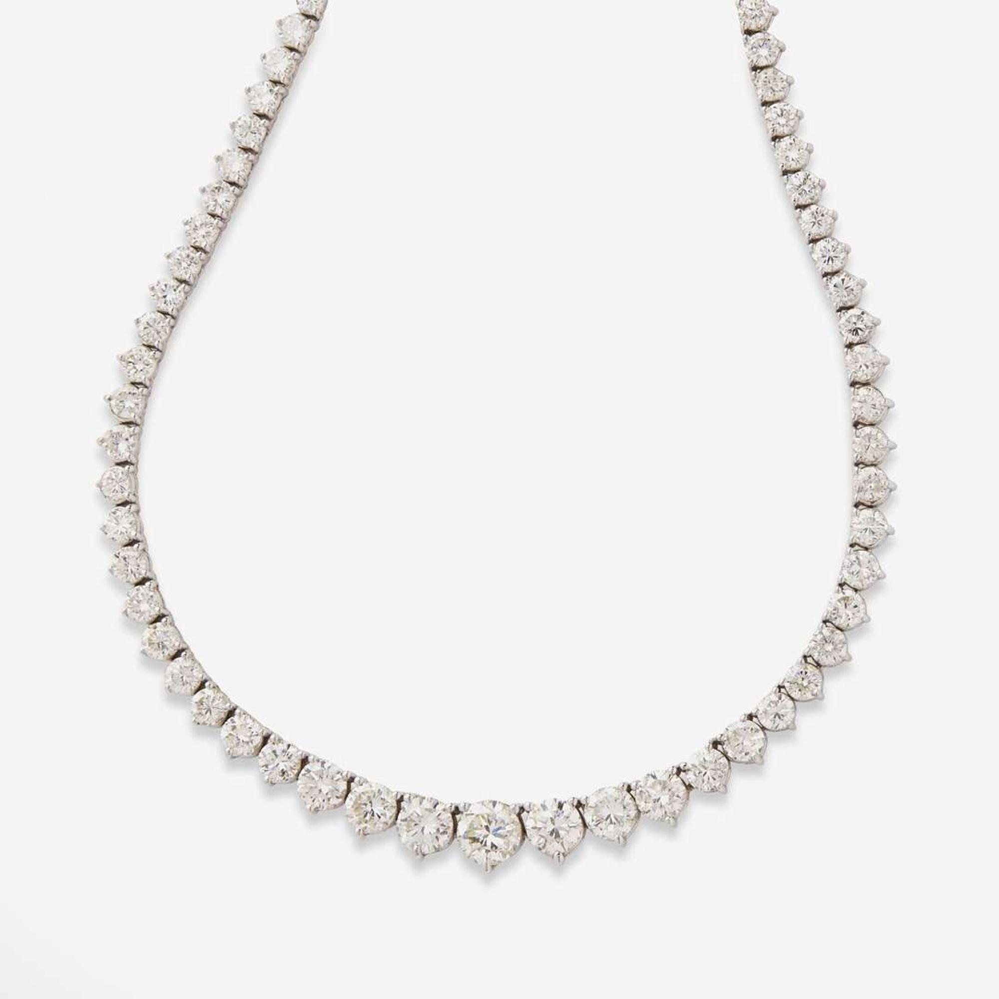 A Diamond and 14K White Gold Rivière Necklace