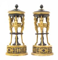 A Pair of Directoire Gilt and Patinated Bronze Brule Parfums — LATE 18TH CENTURY
