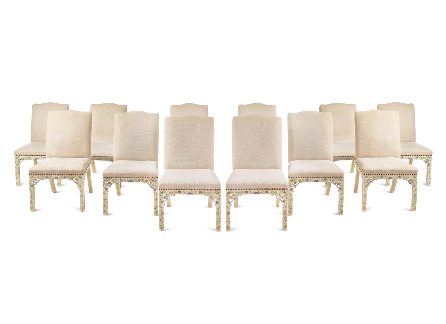 A Set of Twelve Painted Dining Chairs