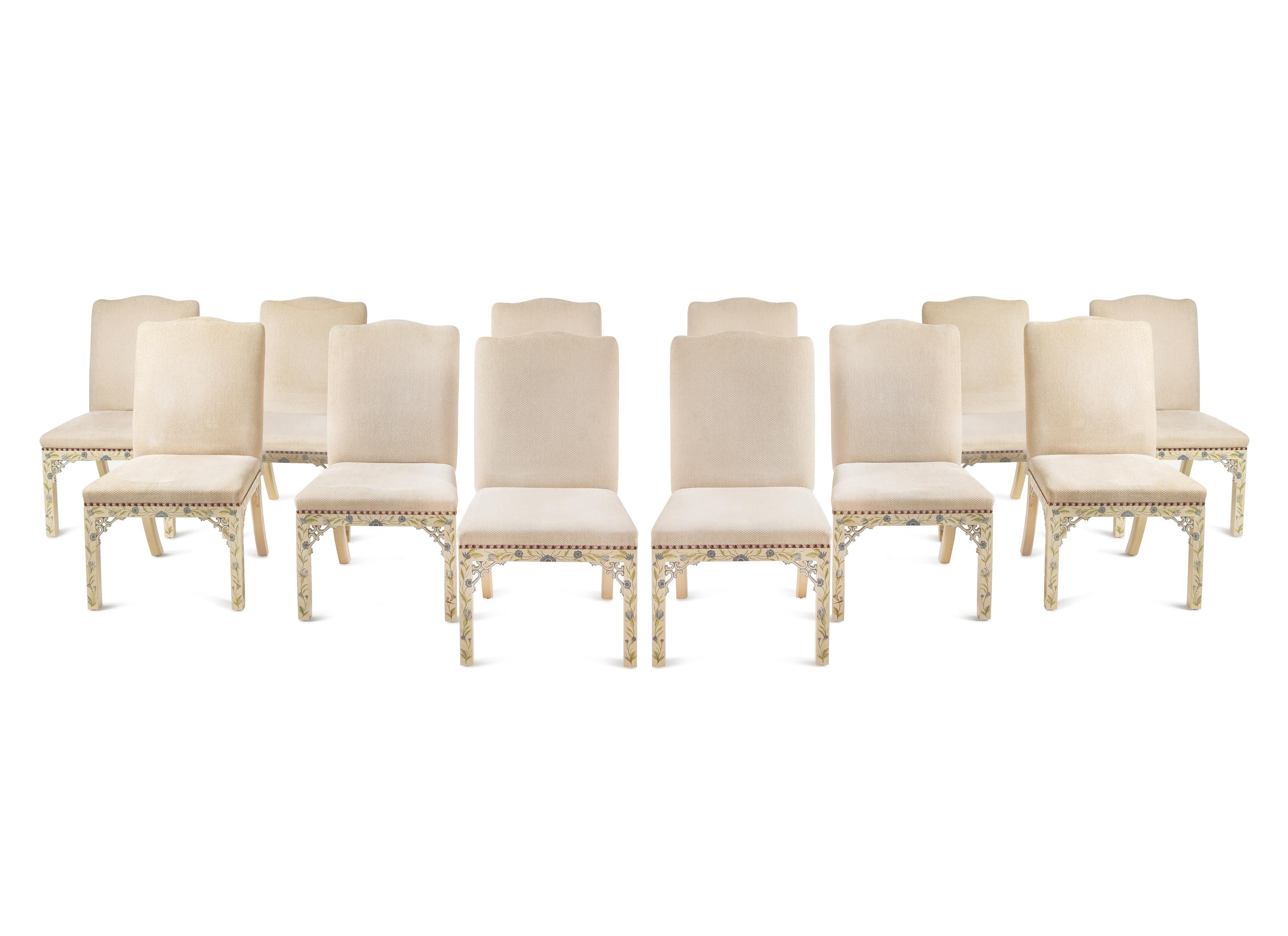 A Set of Twelve Painted Dining Chairs