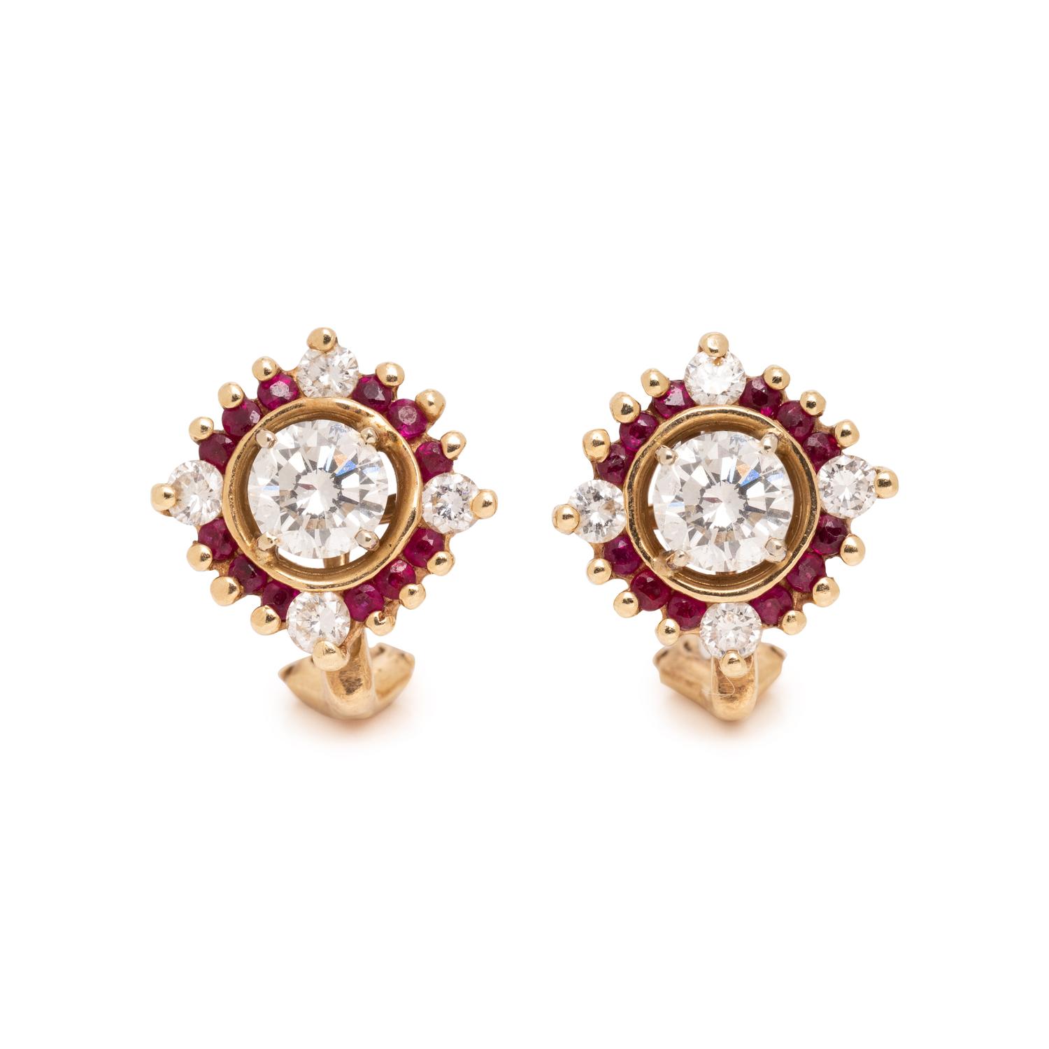 DIAMOND AND RUBY EARCLIPS
