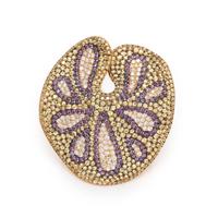 Multigem and Rose Gold Lily Pad Ring