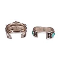 Navajo Silver, Turquoise, and Coral Cuff Bracelets
