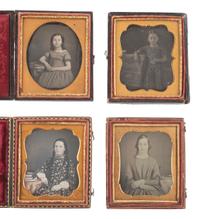 [EARLY PHOTOG] 16 sixth plate daguerreotypes of girls & young ladies posed with books & cased images