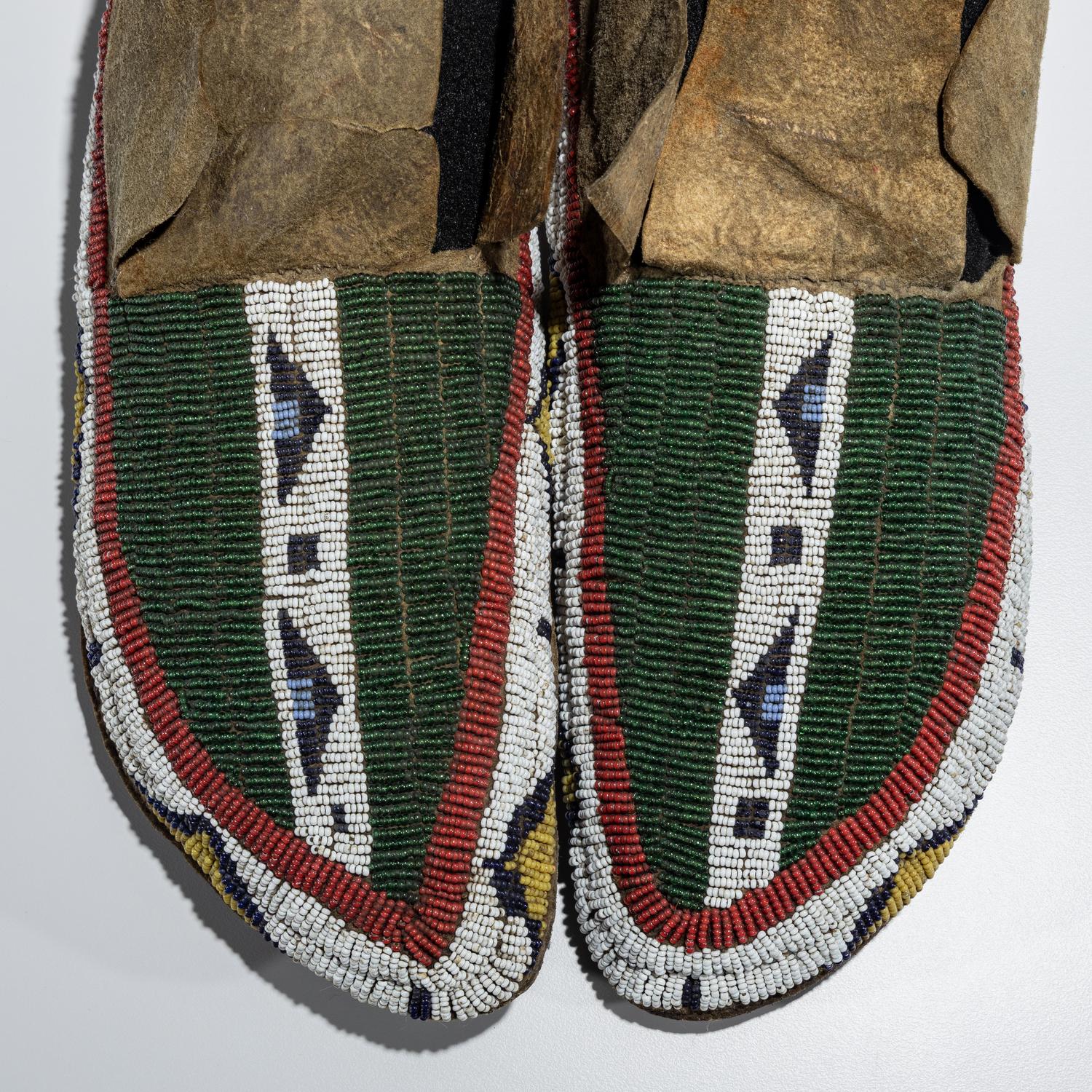 Sioux Beaded Buffalo Hide Moccasins