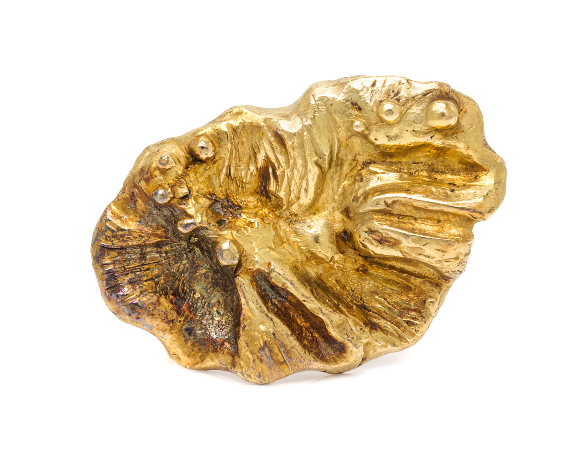 A Modernist Brutalist 18 Karat Yellow Gold Pendant/Brooch, British, Circa 1979, 28.90 dwts.