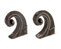 A Pair of Venetian Metal-Banded Wood Gondola Prows