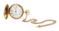 A 14 Karat Yellow Gold Hunter Case Pocket Watch, Waltham,