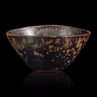 A Chinese Jizhou 'Tortoiseshell' Glazed Conical Tea Bowl, Probably Song Dynasty — 或為宋 吉州窯玳瑁釉茶盞