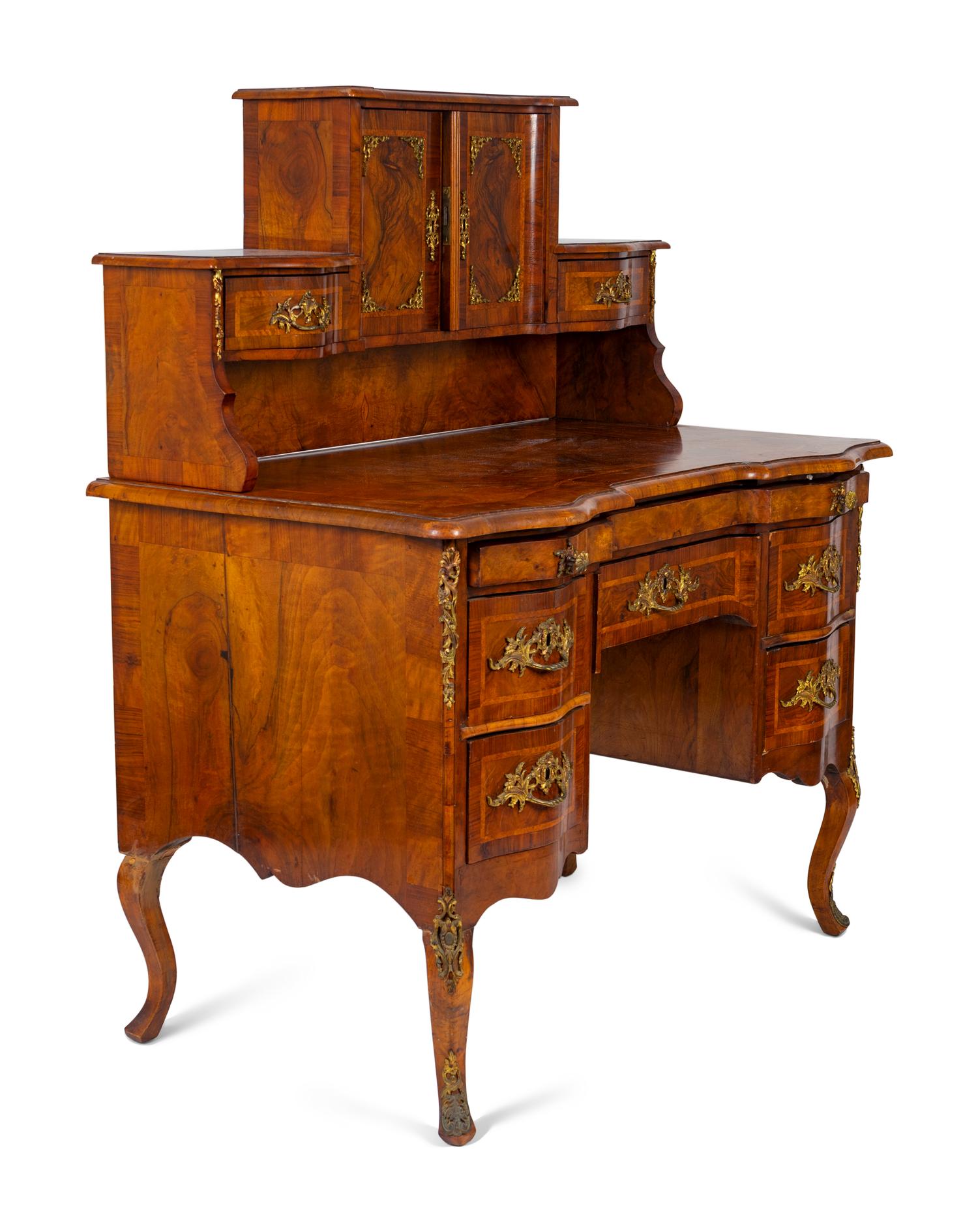 An Italian Gilt Metal Mounted Walnut Lady's Writing Desk — 19TH CENTURY