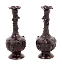 A Pair of Japanese Bronze Vases