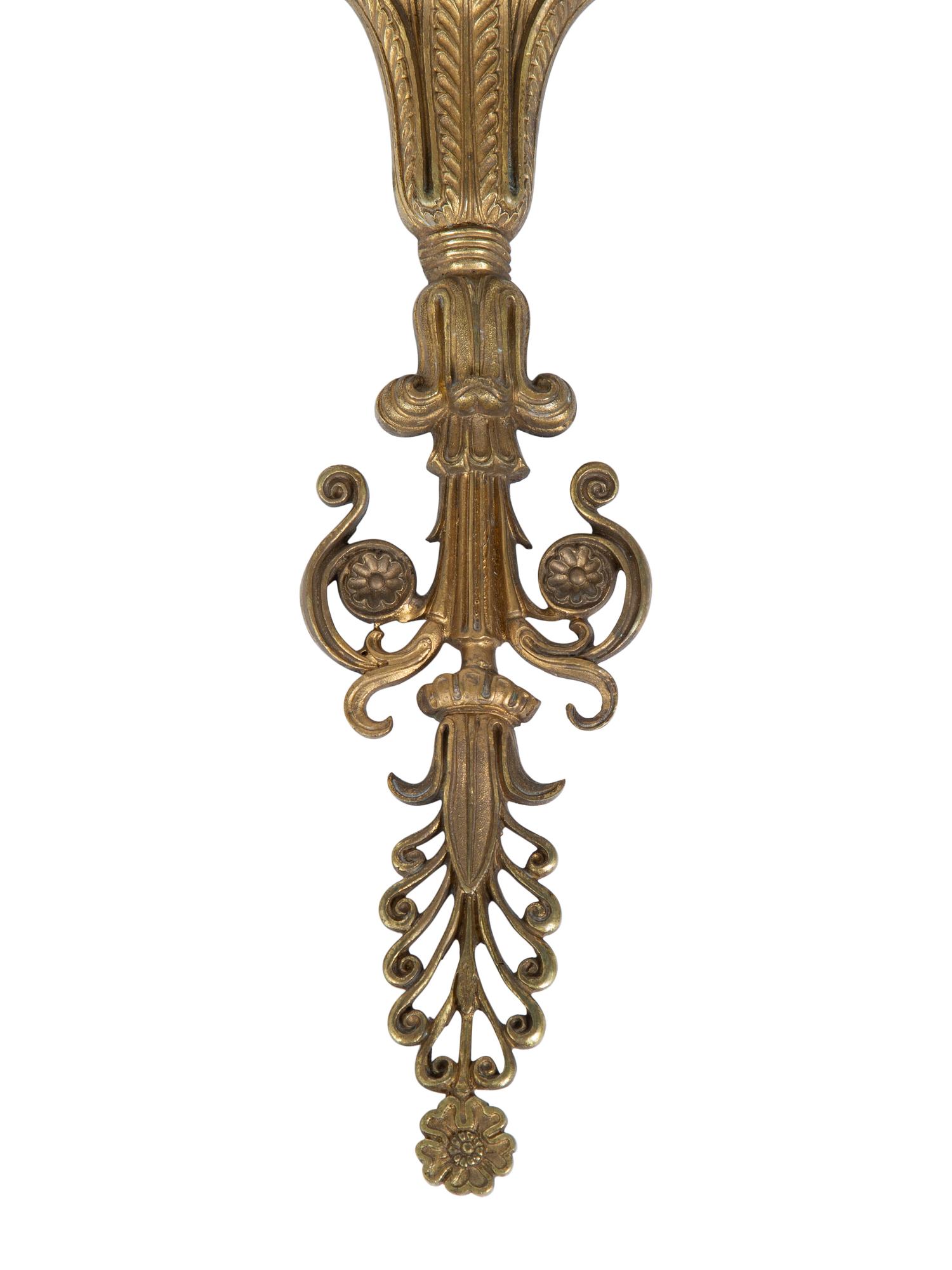 A Pair of French Empire Style Gilt Bronze Sconces