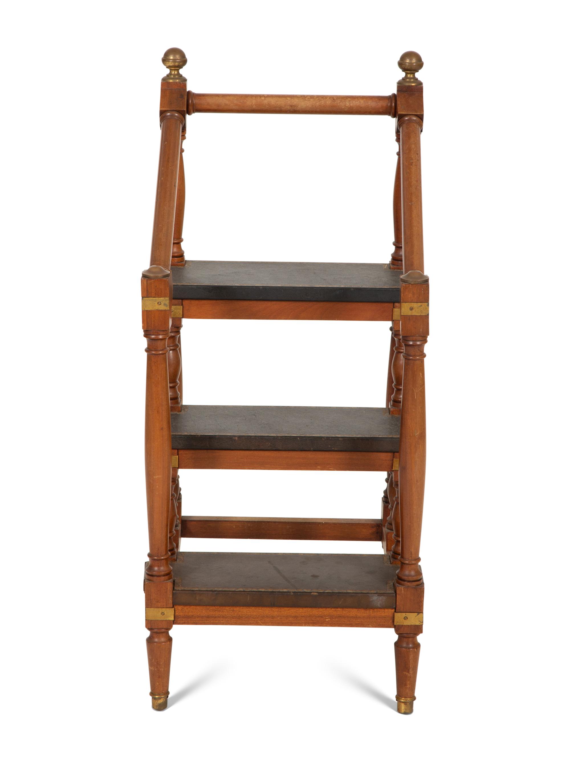 A Set of Victorian Brass Mounted Mahogany Library Steps