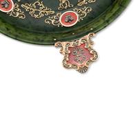 A Nephrite, Gold-Mounted, Gemstone-Inset and Guilloché Enamel Presentation Dish
