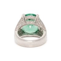 PLATINUM, GREEN TOURMALINE, AND DIAMOND RING