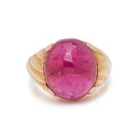 YELLOW GOLD AND RUBELLITE TOURMALINE RING