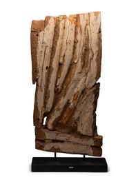 An Egyptian Painted Wood Sarcophagus Panel with Anubis