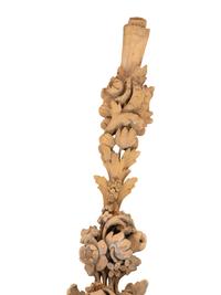 A Pair of Continental Carved Limed Oak Boiserie Swag Wall Appliques