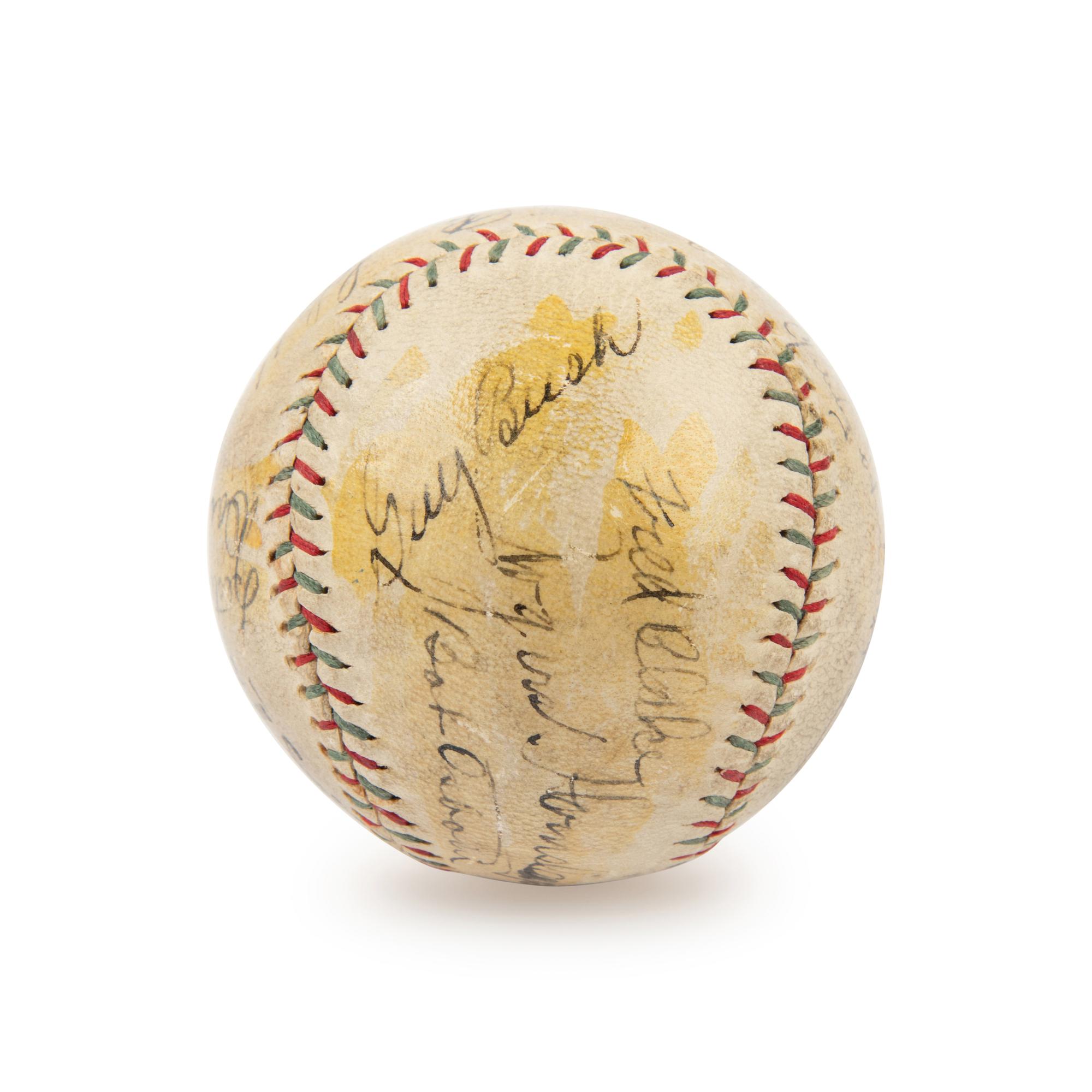 A 1930 Chicago Cubs Team Signed Autograph Baseball with Rogers Hornsby, Hack Wilson, Kiki Cuyler and Gabby Hartnett (Beckett Authentication Services Letter)