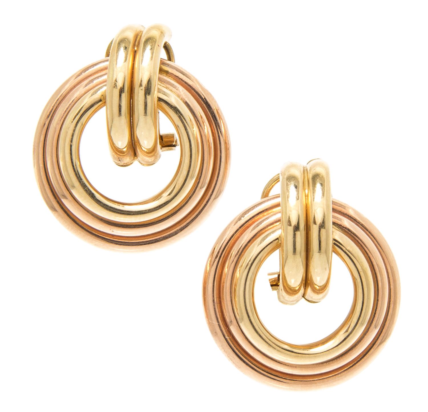 A Pair of 14 Karat Gold Earclips, 7.00 dwts.