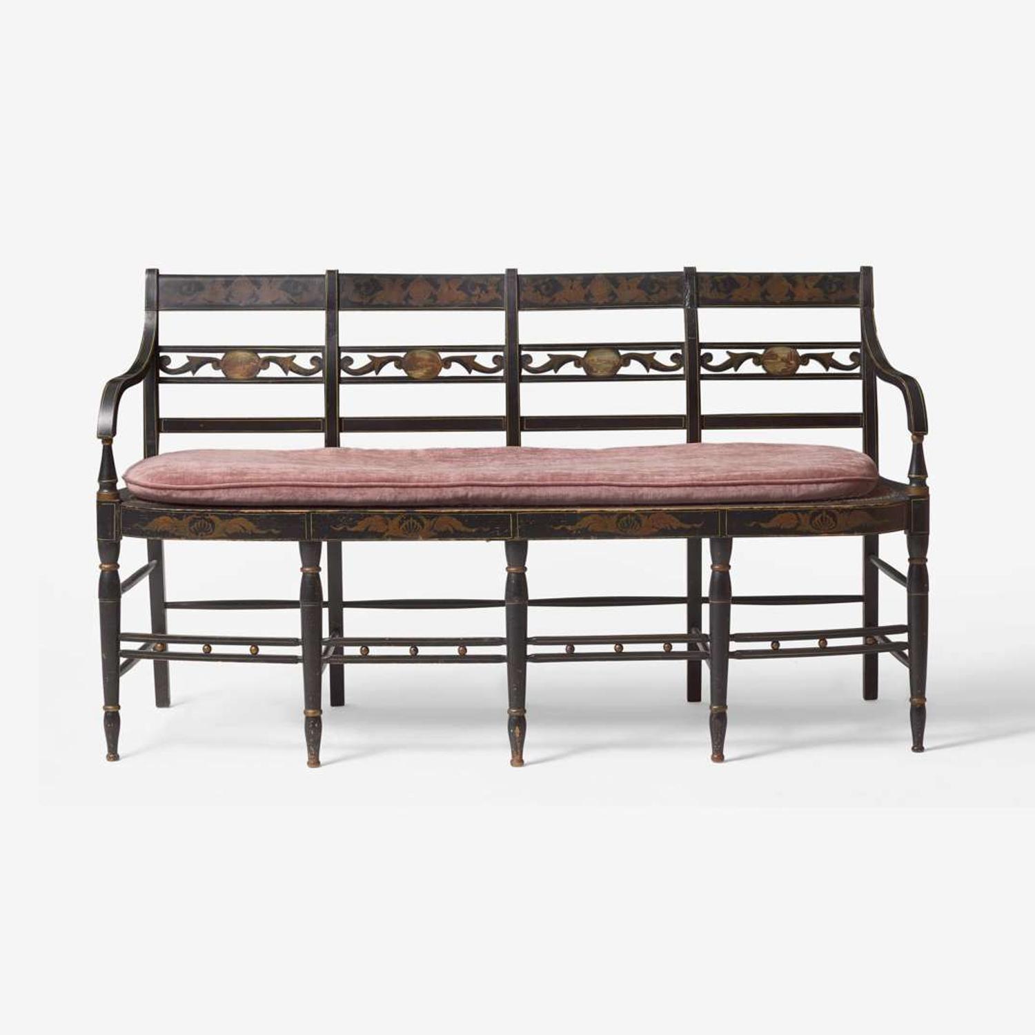A Federal painted settee with caned seat Mid-Atlantic States, circa 1820