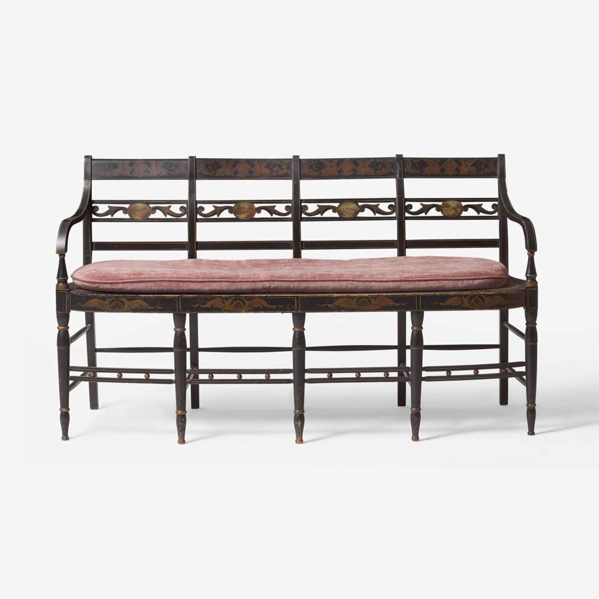 A Federal painted settee with caned seat Mid-Atlantic States, circa 1820