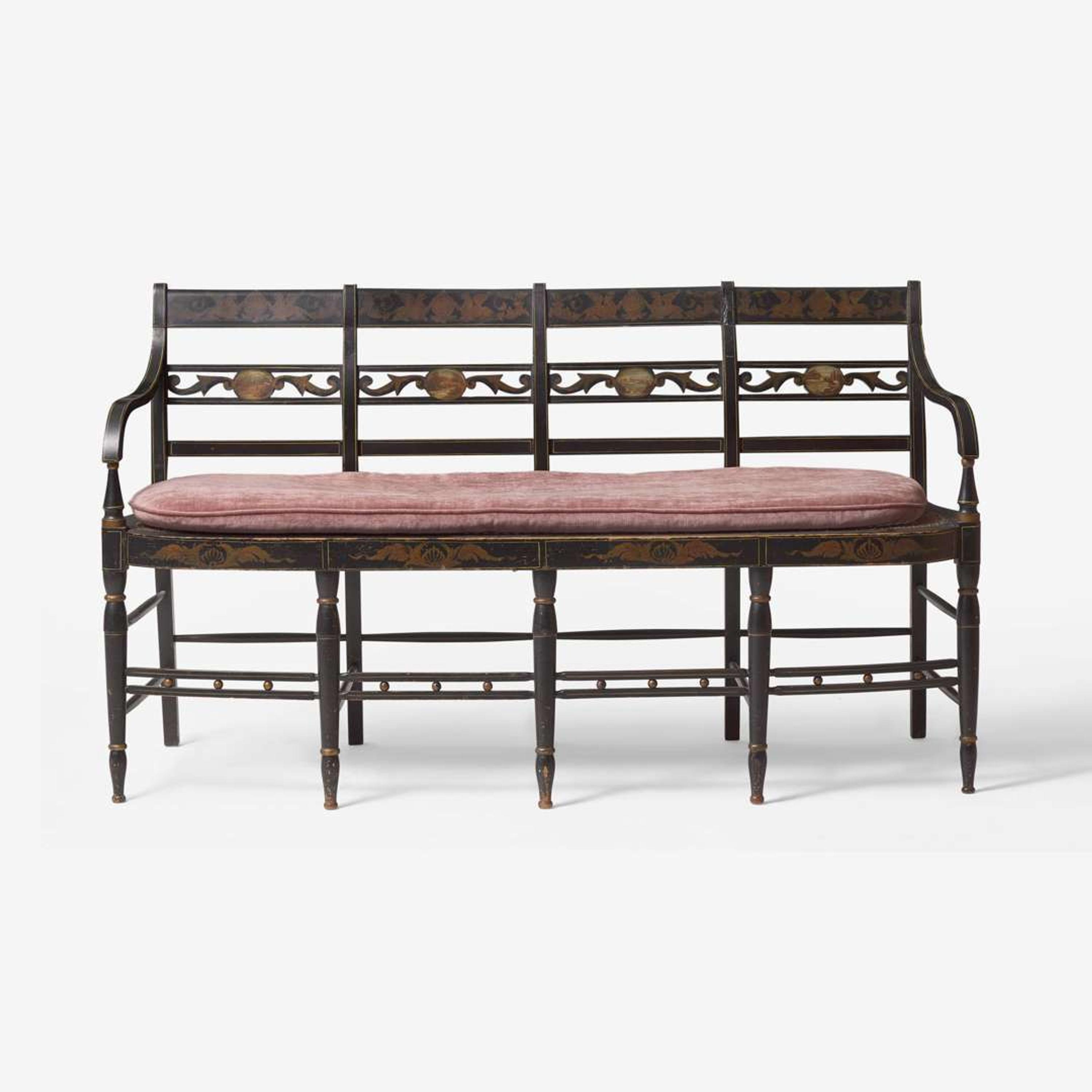 A Federal painted settee with caned seat Mid-Atlantic States, circa 1820