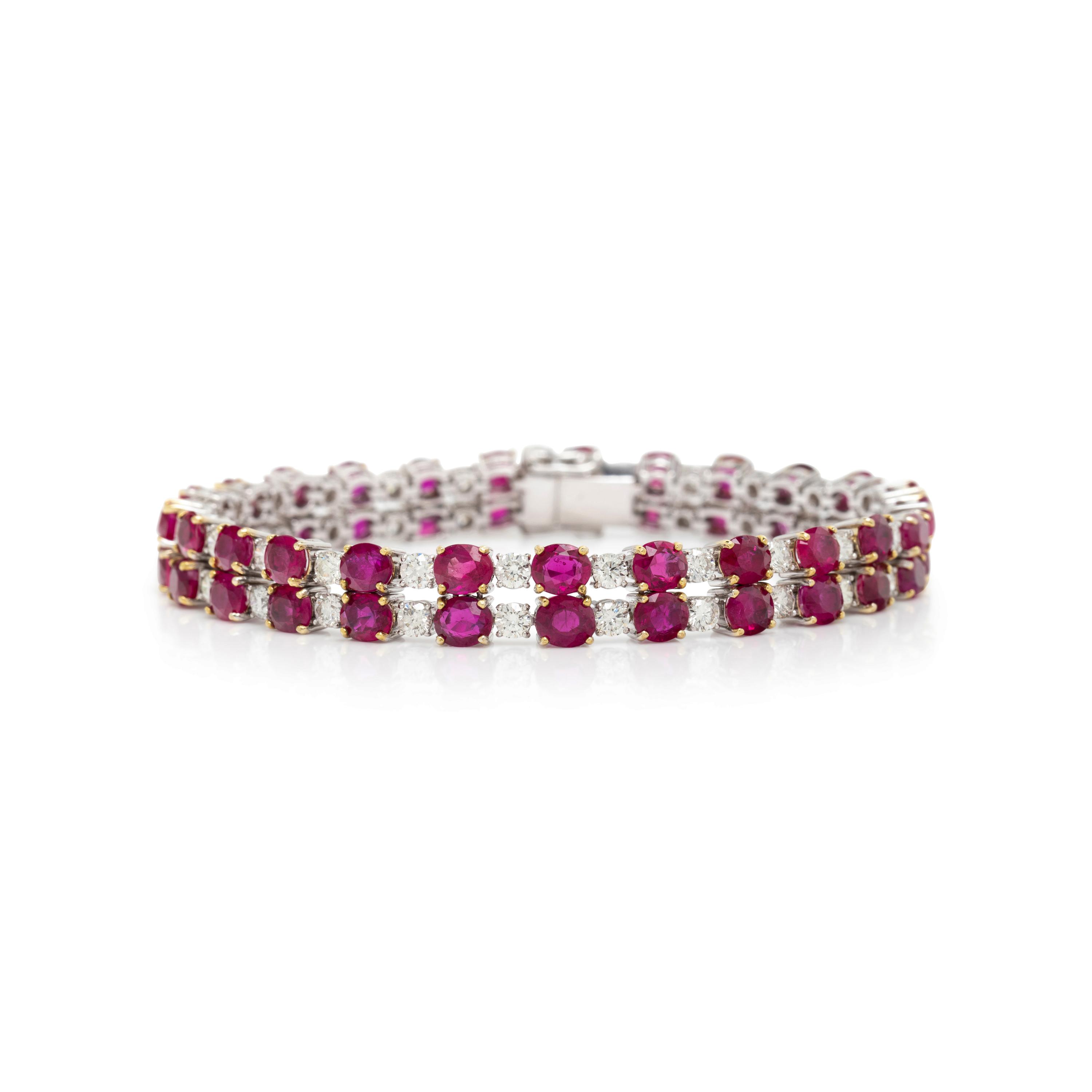 BURMESE RUBY AND DIAMOND BRACELET