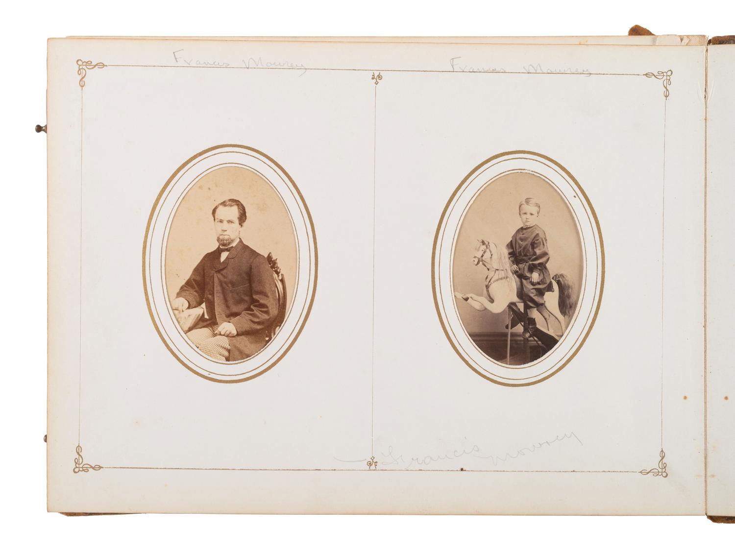 [Early Photo] Album related to photographer Francis Mowrey incl Image of Himself Dressed as a Woman