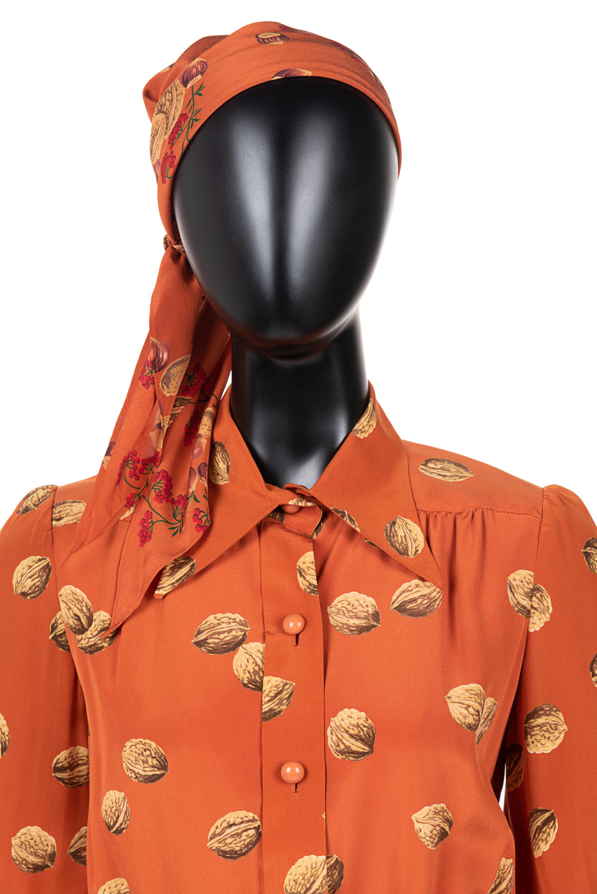 Two Boutique Valentino Outfits, Including a Walnut Dress Ensemble and Black Pant Suit, 1970s