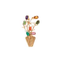 YELLOW GOLD AND MULTIGEM BROOCH
