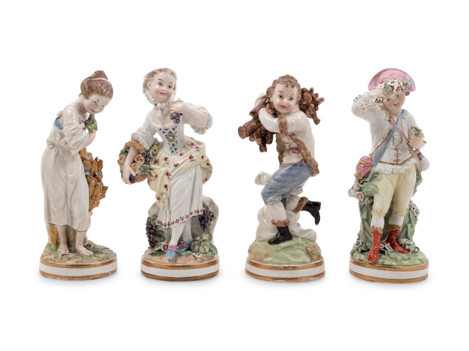 A Set of Four Chelsea Porcelain Four Seasons Figures