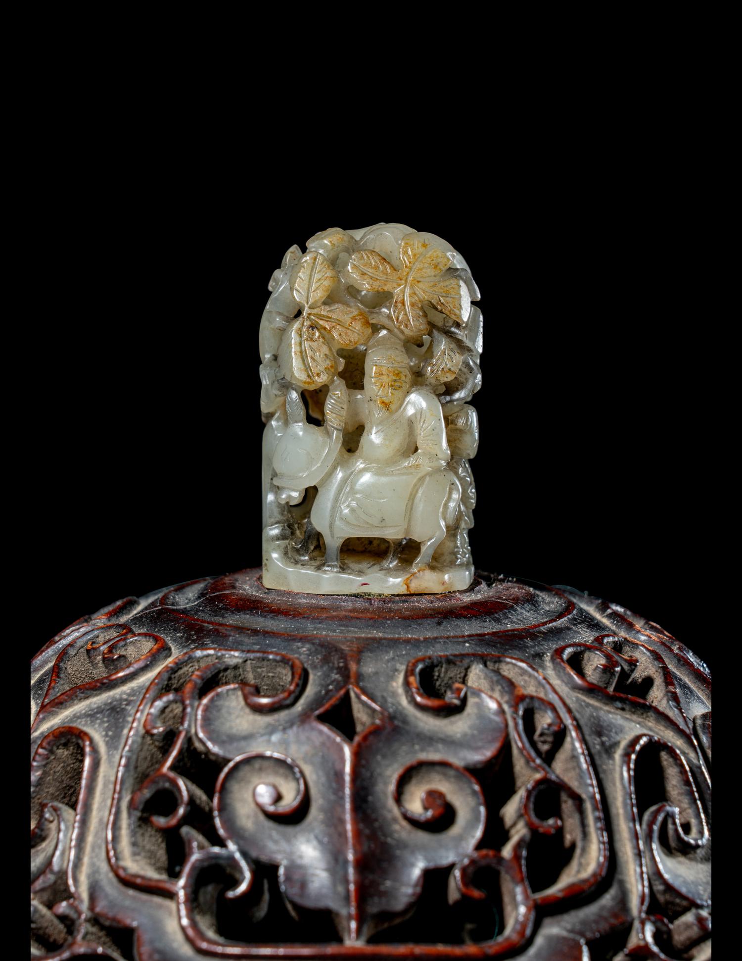 Two Chinese Carved Jade Finials