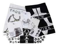 GOREY, Edward. A group of buttons, clothing, towels and a tote bag.