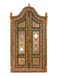 A Syrian Carved and Polychrome Painted Door