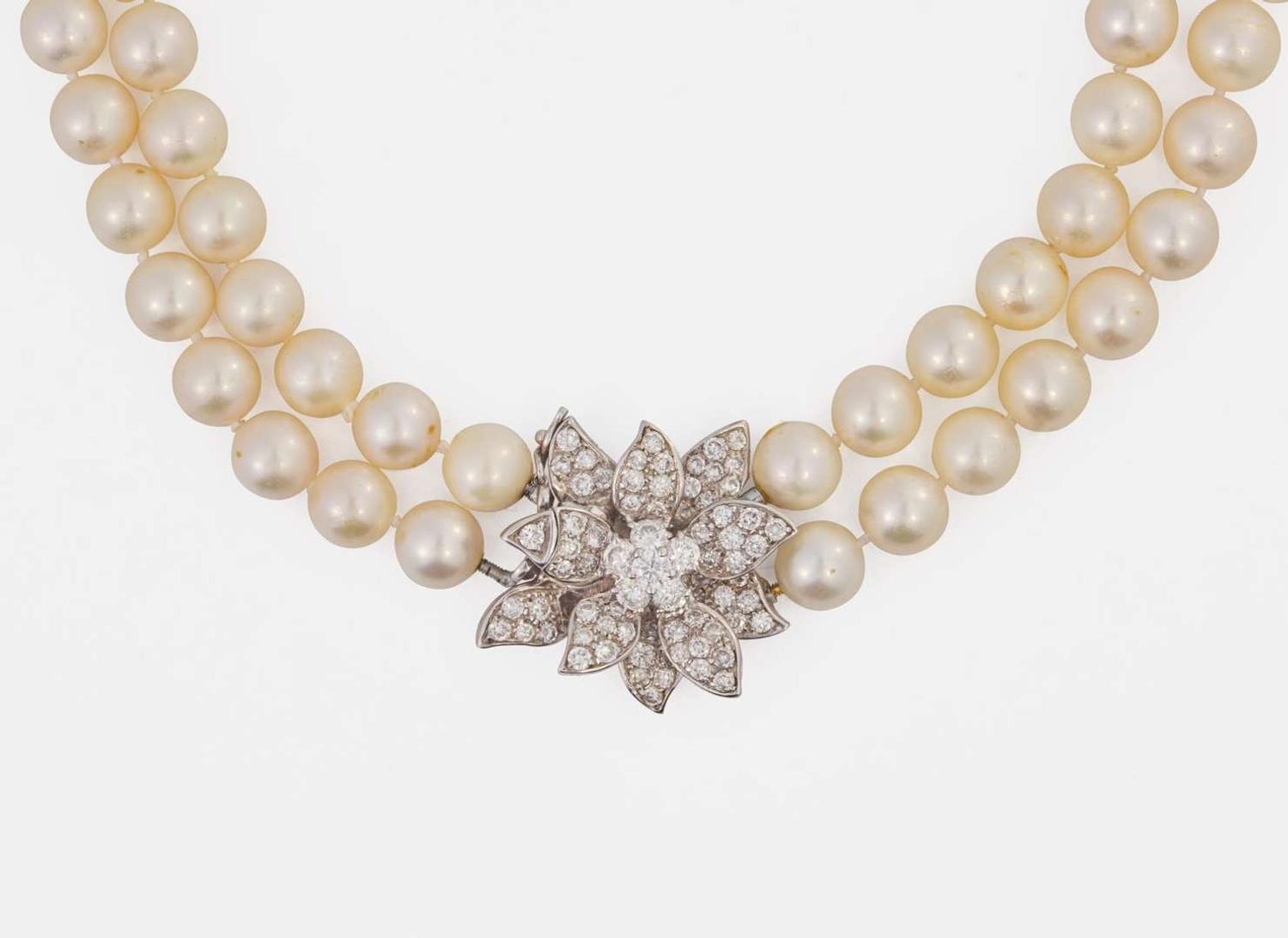 A Set of Matching Pearl and Diamond Jewelry