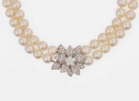 A Set of Matching Pearl and Diamond Jewelry