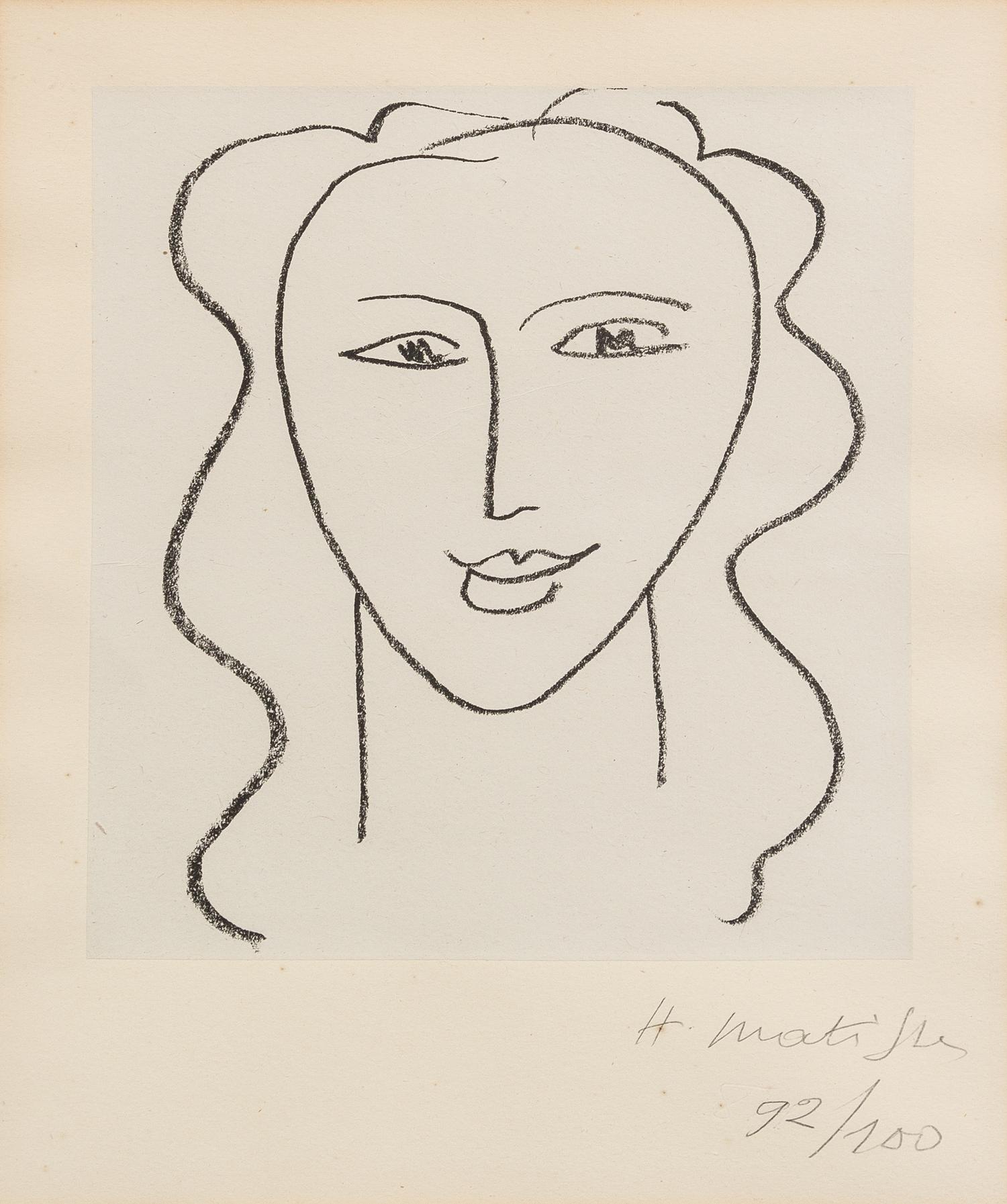 Henri Matisse, (French, 1869-1954), Etude pour Visage-La Vierge, Chapelle de Vence, 1950-51