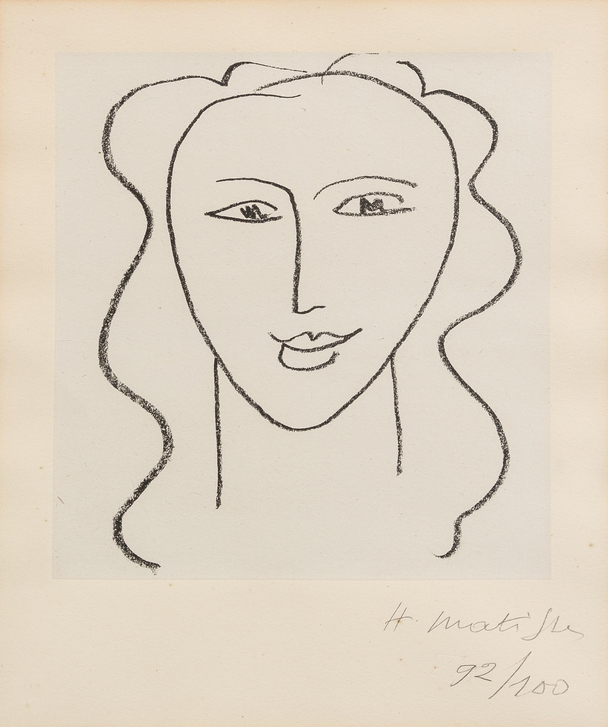 Henri Matisse, (French, 1869-1954), Etude pour Visage-La Vierge, Chapelle de Vence, 1950-51