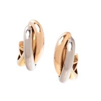 CARTIER, TRICOLOR GOLD 'TRINITY' EARCLIPS