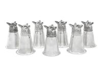 A Set of Seven Silver-Plate Stirrup Cups