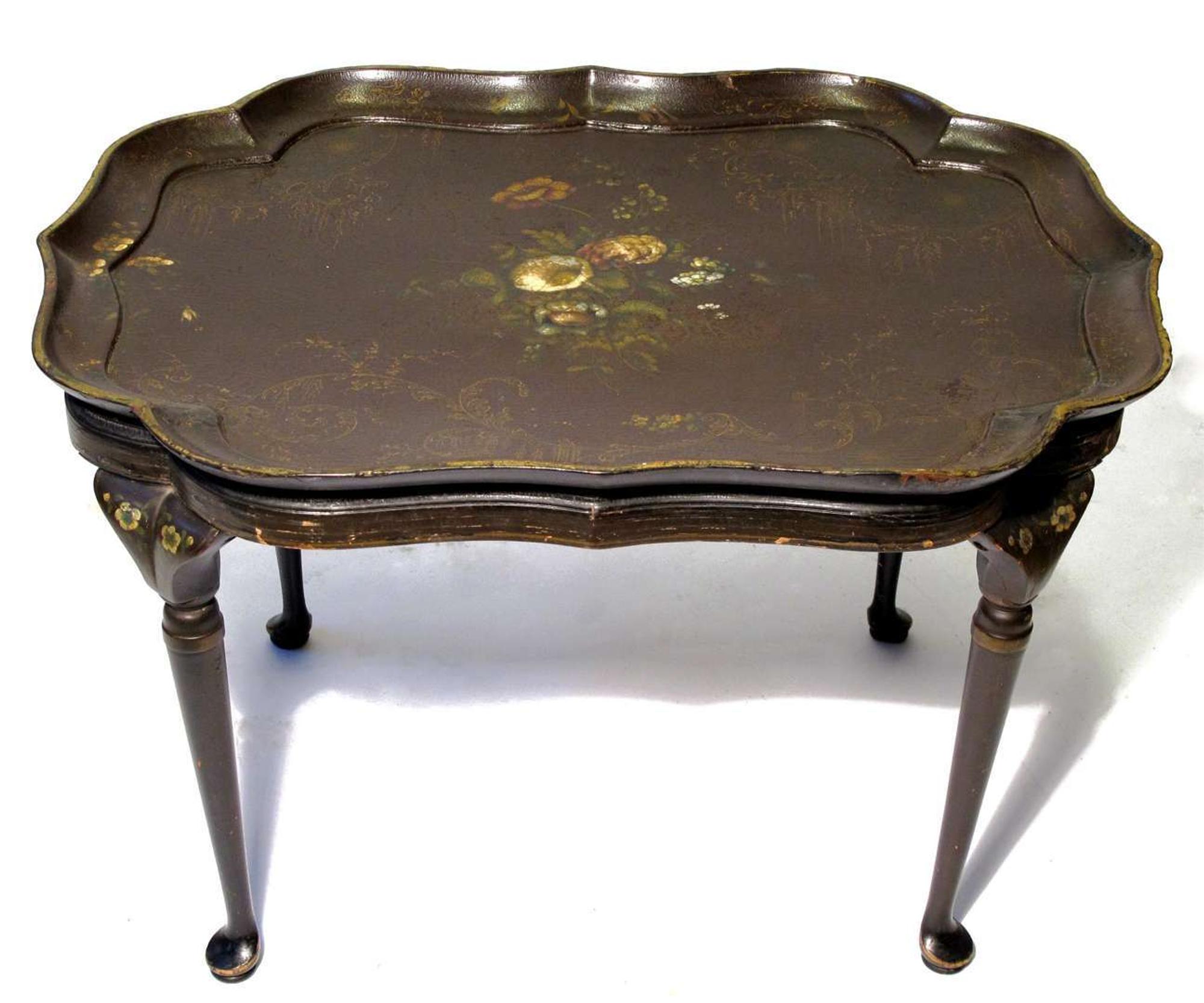 Papier Mache tray on stand 19th century