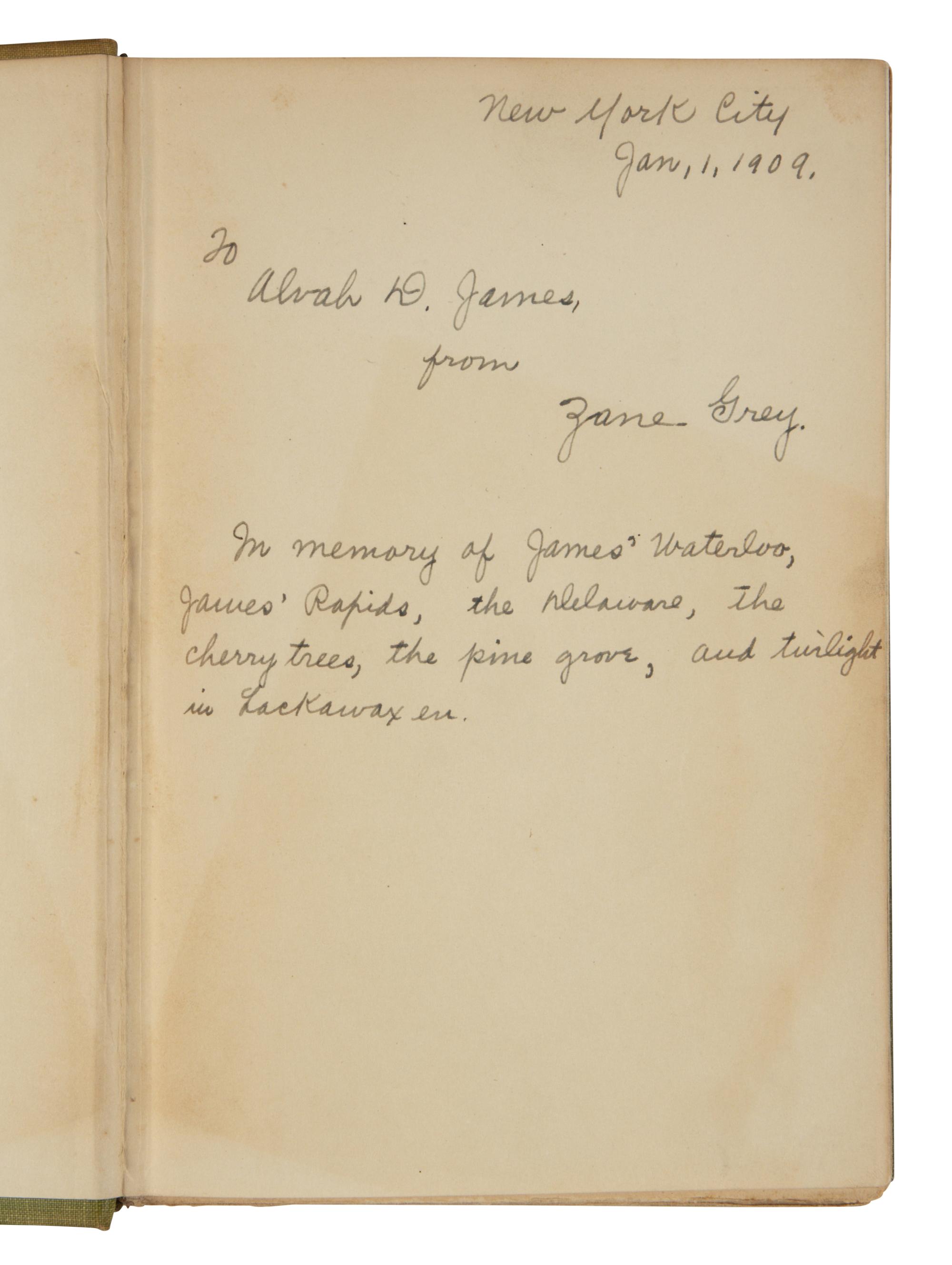 GREY, Zane (1872-1939). The Last of the Plainsmen . New York: The Outing Publishing Company, 1908.