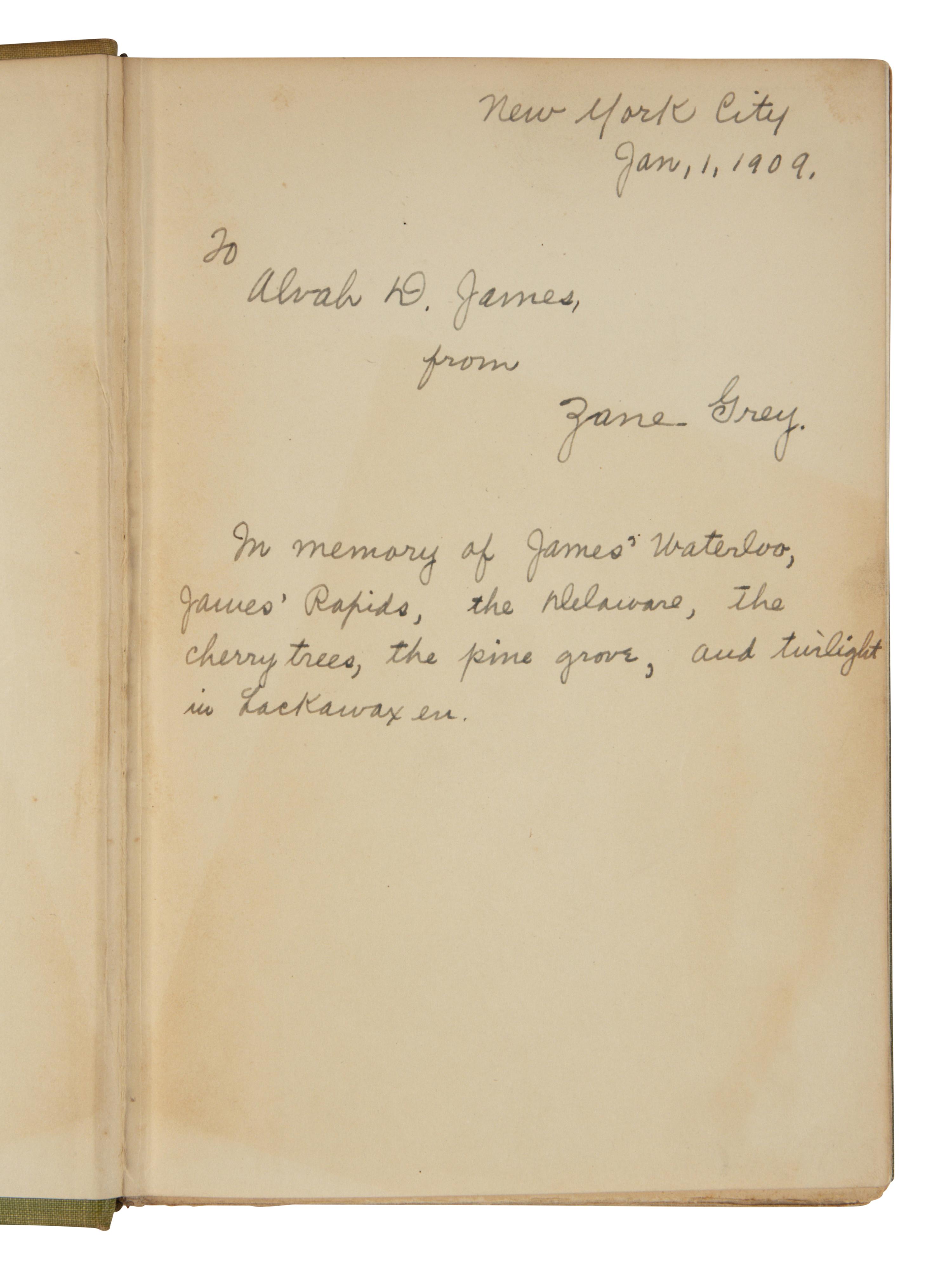 GREY, Zane (1872-1939). The Last of the Plainsmen . New York: The Outing Publishing Company, 1908.