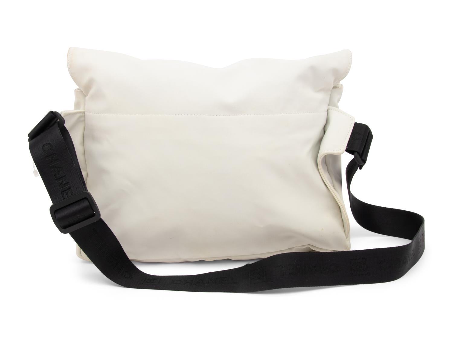 Chanel, White Nylon Messenger Bag